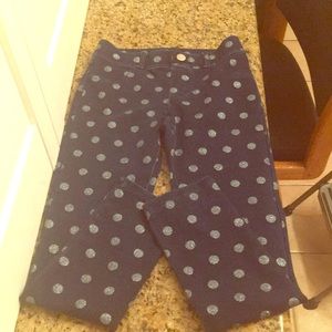 Denim jeans with sparkly polkadots